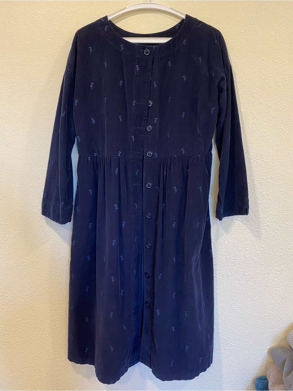 Navy Button-Front Dress
